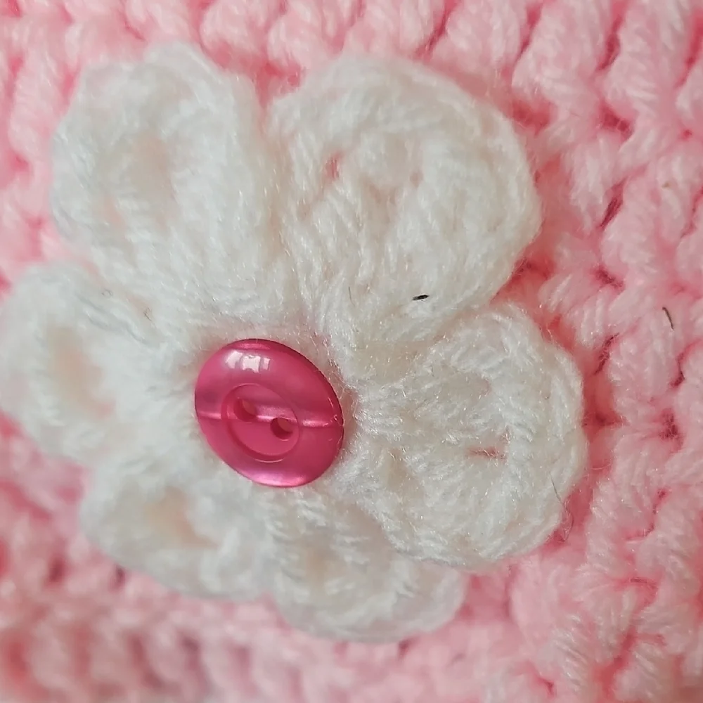 Cozy Pink Dog Sweater with Flower     Accent Size Xsmall